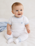 Baby Boys White & Sky Fine Cotton Knit Two Piece Set