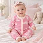 Baby Girls Pink Western Cowgirl Knitted Romper