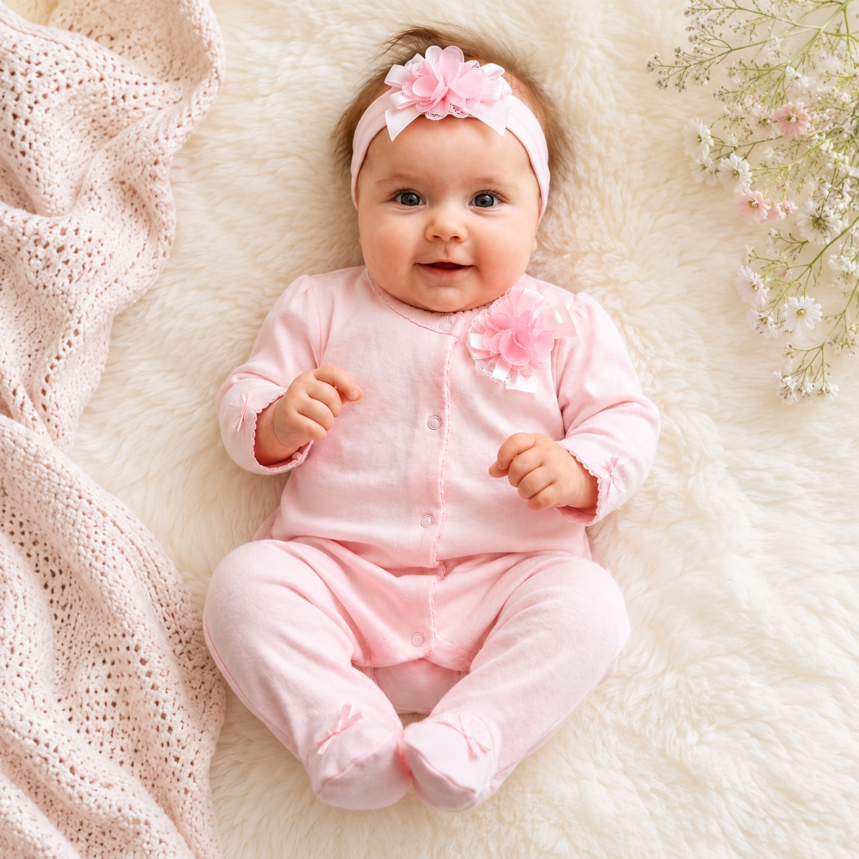 Rock A Bye Baby Girls Pink Tutu All In One & Headband Set