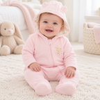 Pure & Soft Babywear Pink Bear Hooded All in One