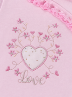 Pink 'Love' Embroidered Body & Headband Set - 9-12 months