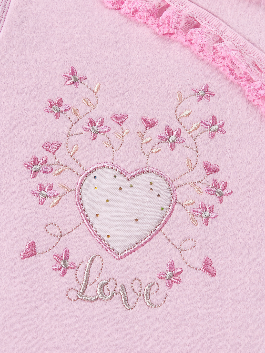 Pink 'Love' Embroidered Body & Headband Set - 9-12 months