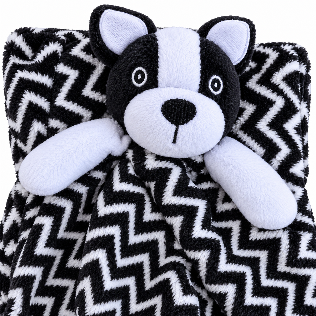 Chevron Baby Blanket & Plush Puppy Buddy Comforter