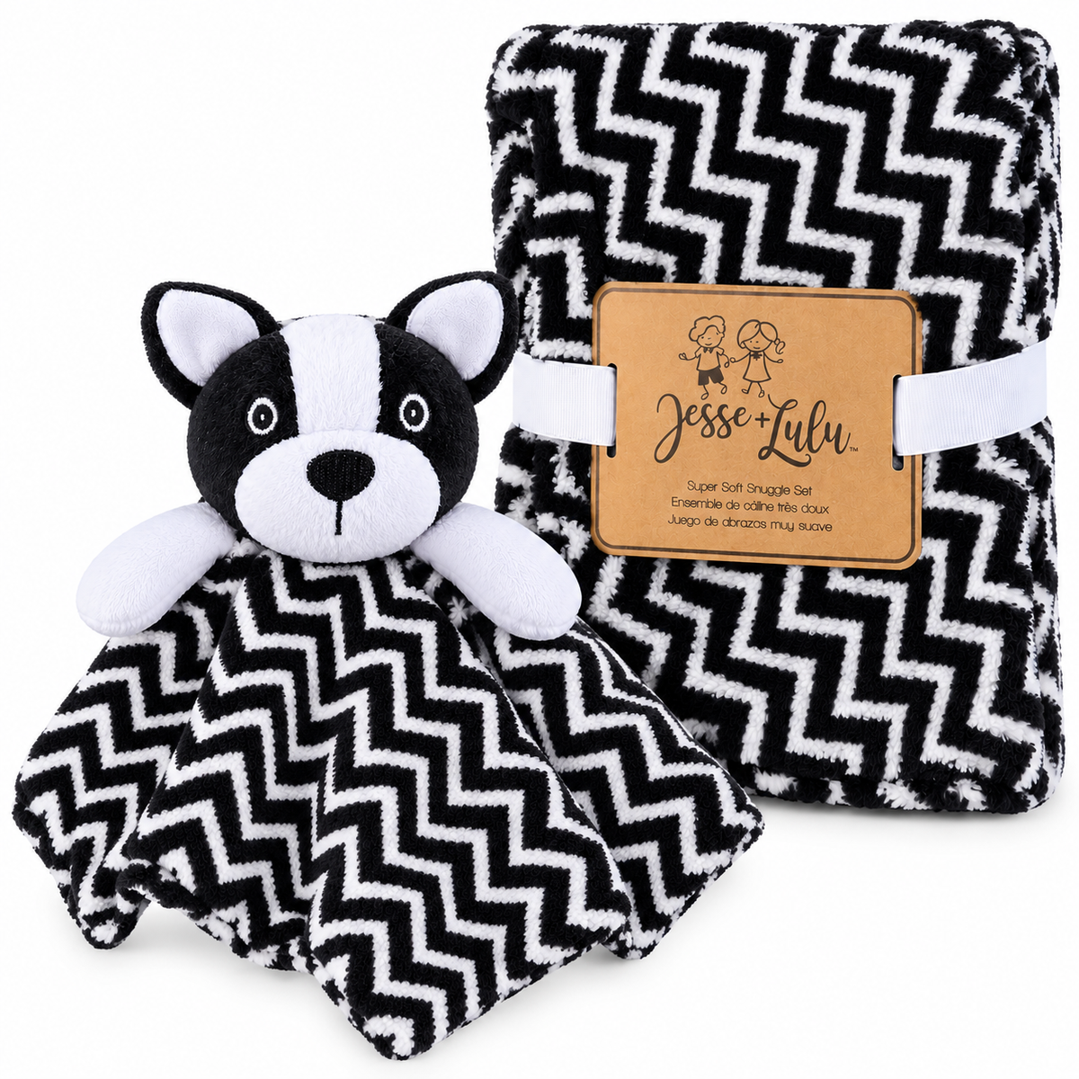 Chevron Baby Blanket & Plush Puppy Buddy Comforter