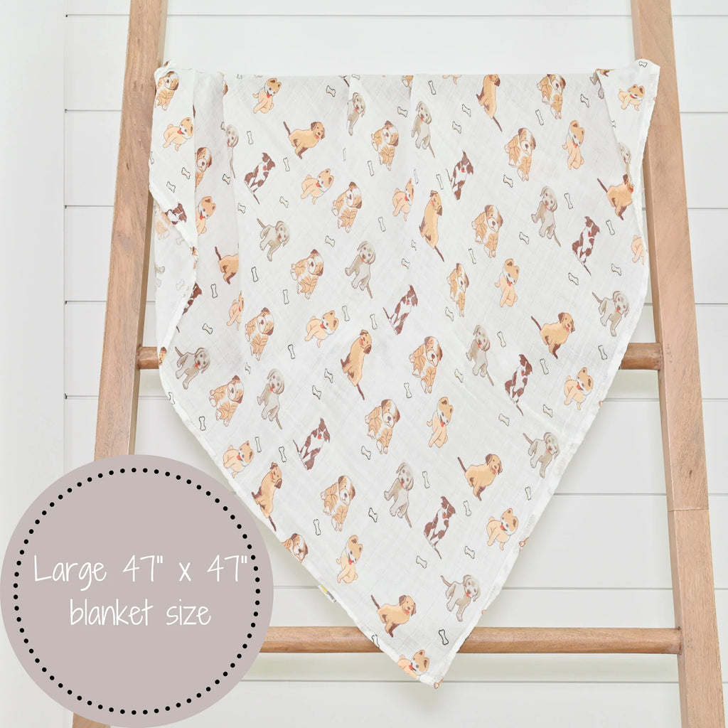 Lollybanks 'Woof Woof' Muslin Cotton Baby Swaddle Blanket