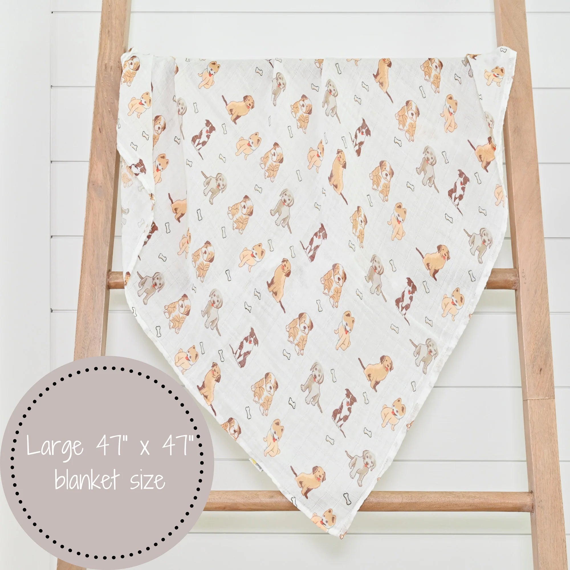 Lollybanks 'Woof Woof' Muslin Cotton Baby Swaddle Blanket