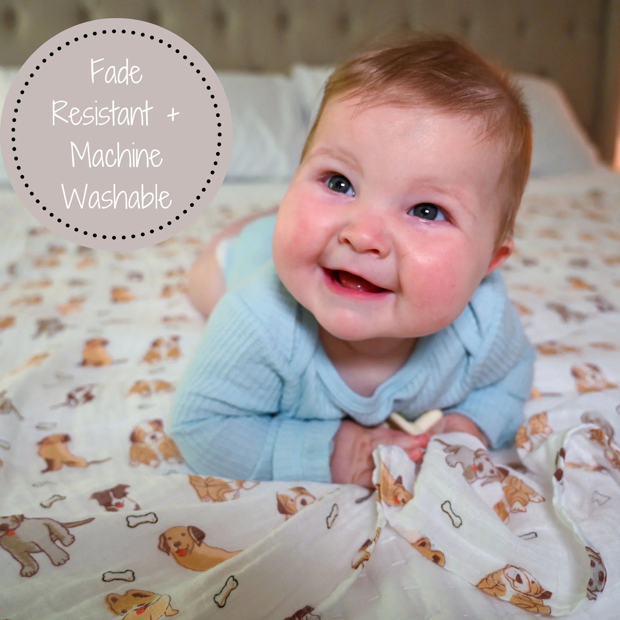 Lollybanks 'Woof Woof' Muslin Cotton Baby Swaddle Blanket