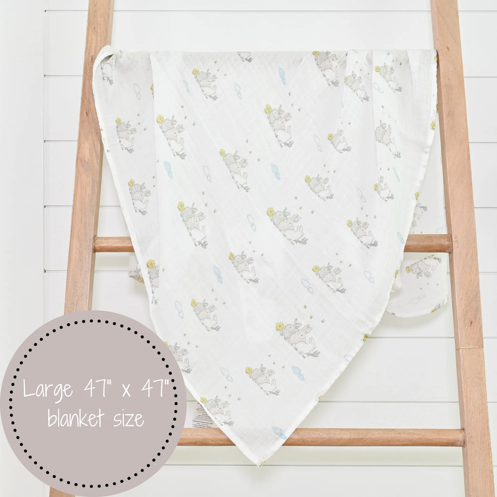 Lollybanks 'Some Bunny Loves You' Muslin Cotton Baby Swaddle Blanket