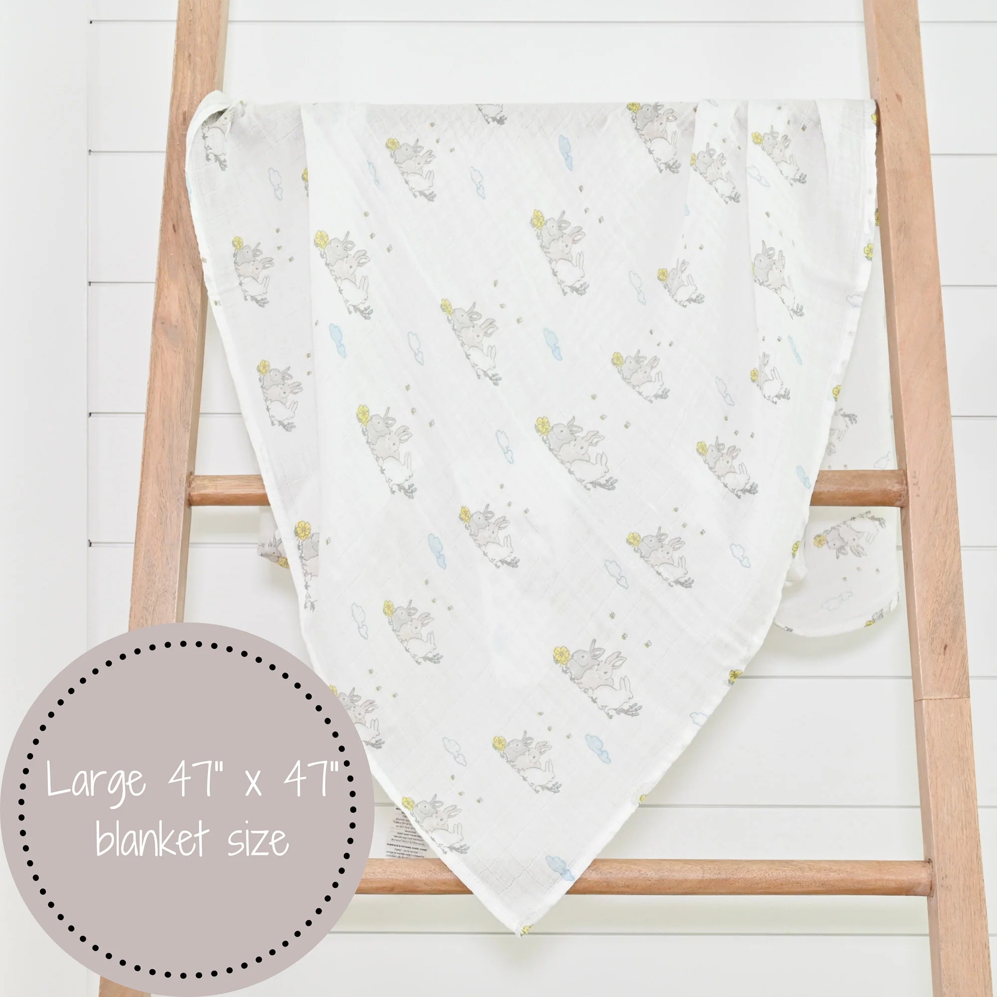 Lollybanks 'Some Bunny Loves You' Muslin Cotton Baby Swaddle Blanket