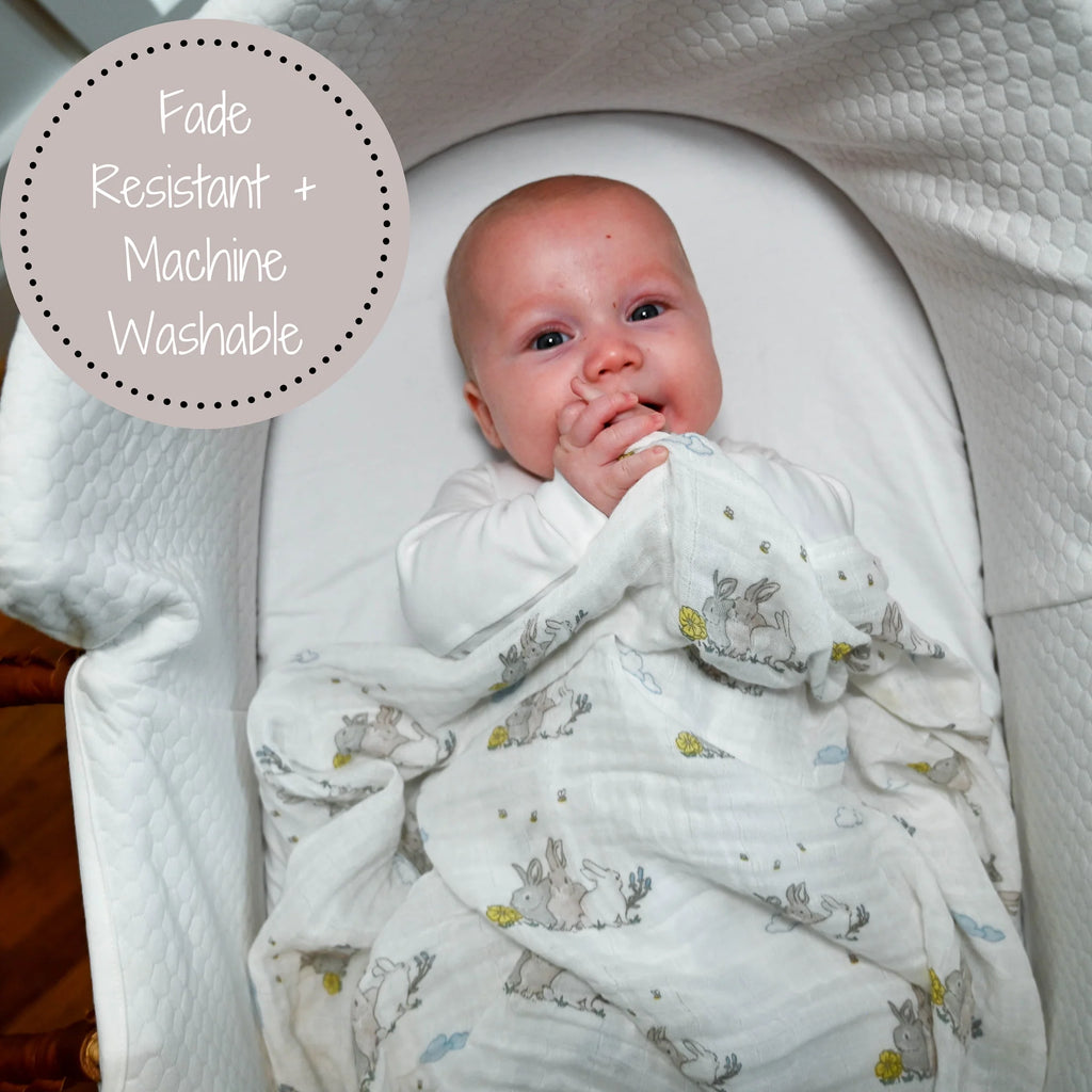 Lollybanks 'Some Bunny Loves You' Muslin Cotton Baby Swaddle Blanket