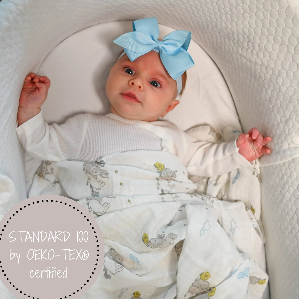 Lollybanks 'Some Bunny Loves You' Muslin Cotton Baby Swaddle Blanket