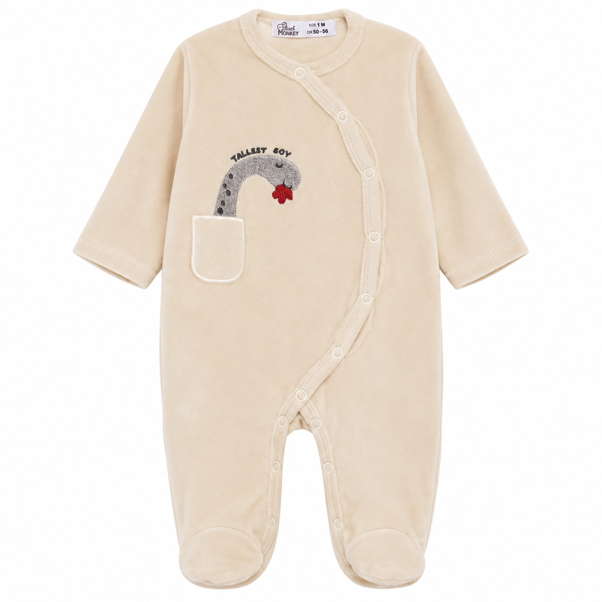 Baby Boys’ TALLEST BOY Cream Velour Romper