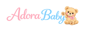 Adora Baby logo with a teddy bear on a white background