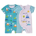 Adorbaby.co.uk set of 2 baby sun rompers with transport design