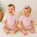 Pink Unisex Linen Style Baby Shirt & Shorts Set