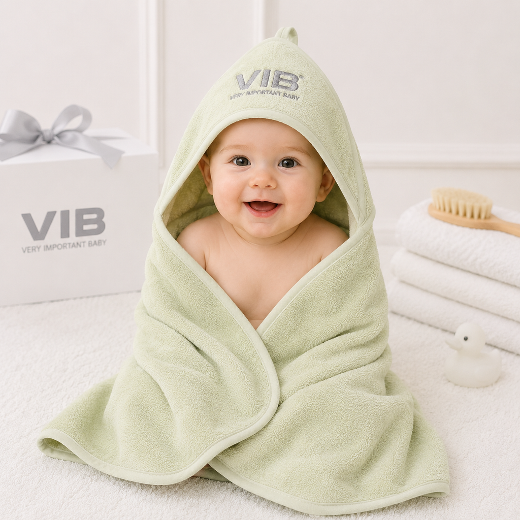 VIB - Mint & Silver Luxury Very Important Baby Hooded Towel