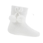 SOFT TOUCH White Pom Pom Baby Socks - The Baby Place / AdoraBaby.co.uk
