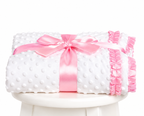 White & Pink Dimpled Satin Ruffle Baby Wrap