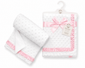 White & Pink Dimpled Satin Ruffle Baby Wrap